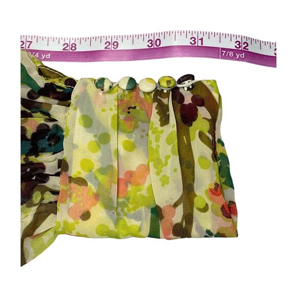 H&M Multicolor Floral Sheer Long Sleeve Blouse Women’s Size 4 - Picture 7 of 9